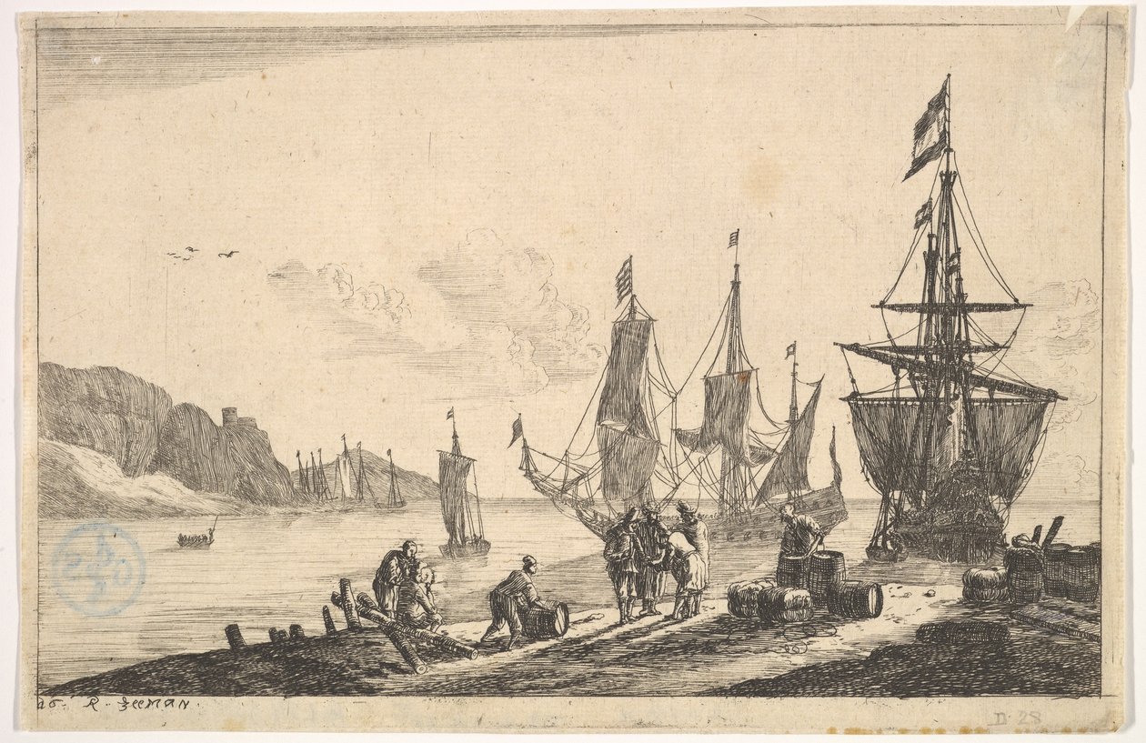 Bukt med seilfartøy, 1600-tallet. av Reinier Zeeman