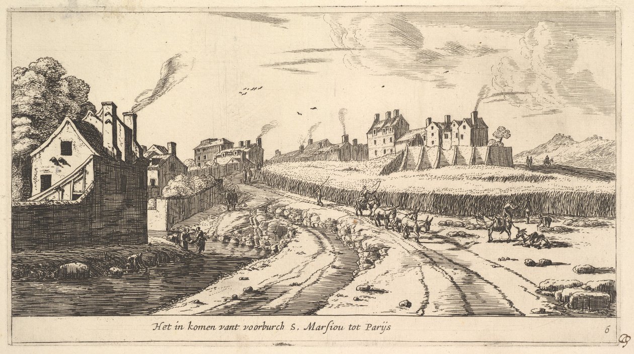 Inngang til forstaden Saint Marceau nær Paris, 1600-tallet. av Reinier Zeeman