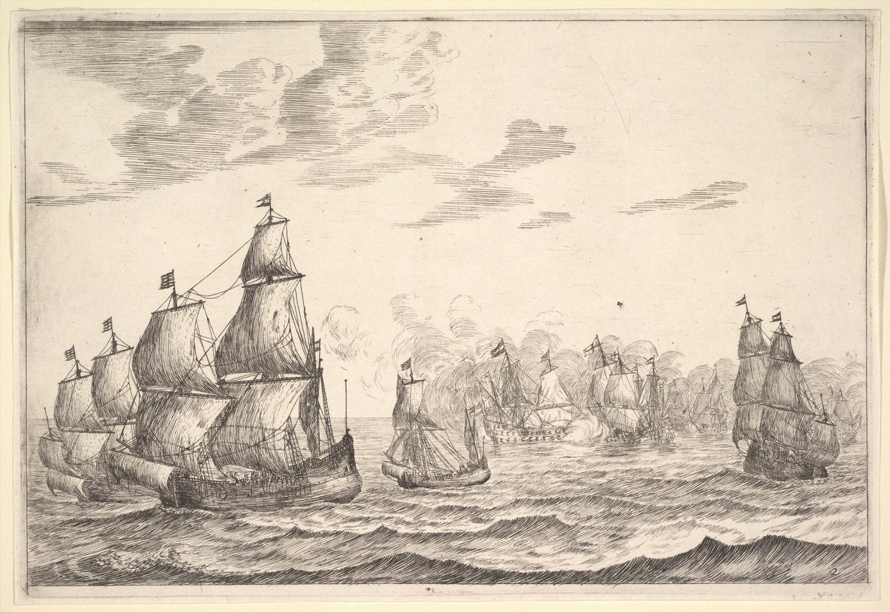 Sjøkampscene, 1600-tallet. av Reinier Zeeman