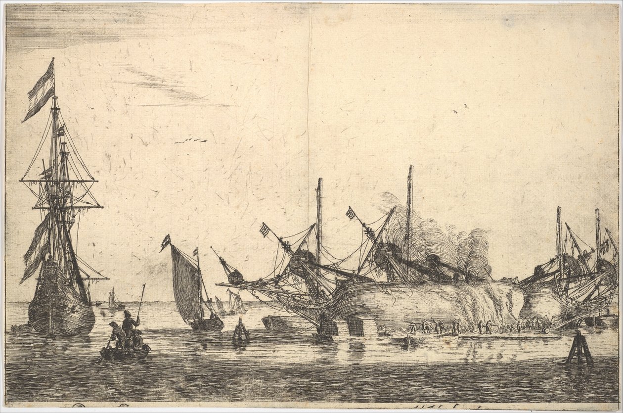 Ships Careened for Caulking the Hull, 1600-tallet. av Reinier Zeeman
