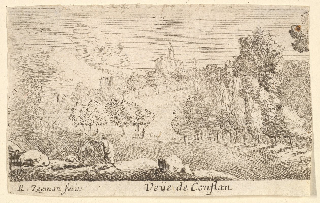 Veüe de Conflans, midten av 1600-tallet. av Reinier Zeeman