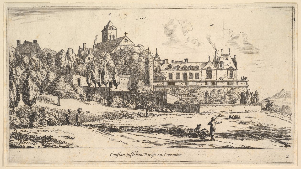 Utsikt over Conflans, 1600-tallet. av Reinier Zeeman