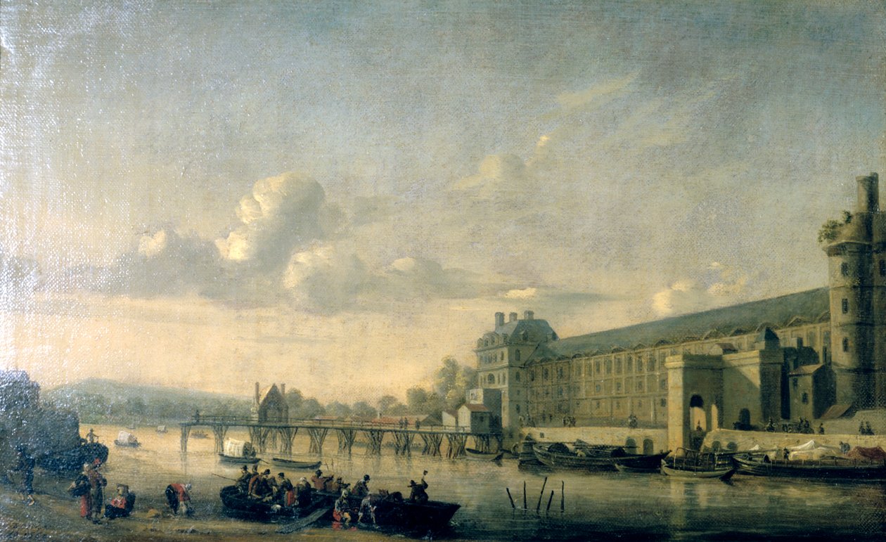 Utsikt over Seinen med sørfasaden til Louvre-galleriet, Paris, 1660 av Reinier Zeeman