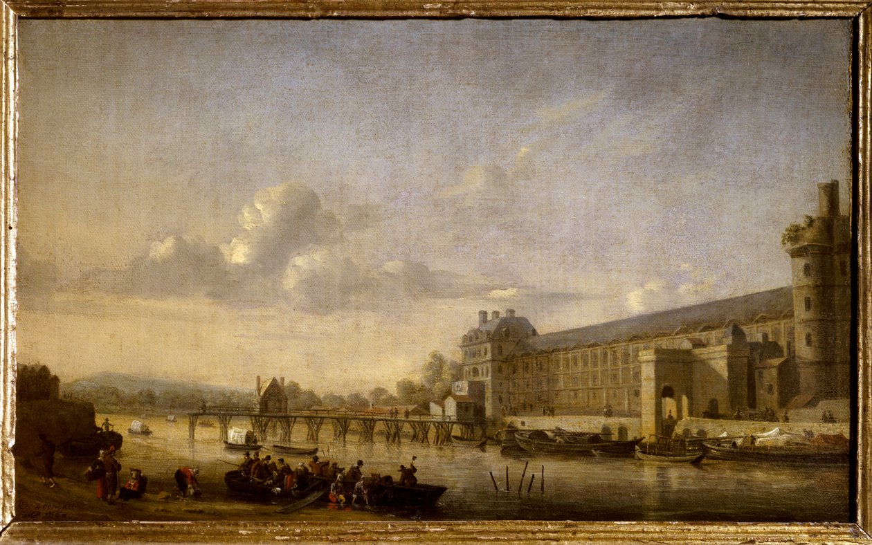 Utsikt over Seinen med sørfasaden og det store galleriet til Louvre-maleriet av Reinier Nooms dit Zeeman (1623-1667) 1660 Søn. 0,26x0,41 m Paris, Musée du Louvre. av Reinier Zeeman