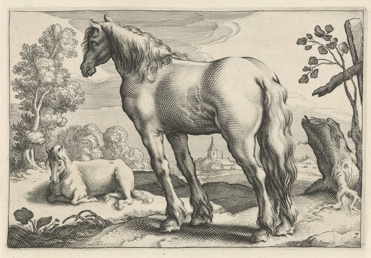 Landskap med to hester Diversa Animalia Quadrupedia (serietittel) av Reinier van Persijn