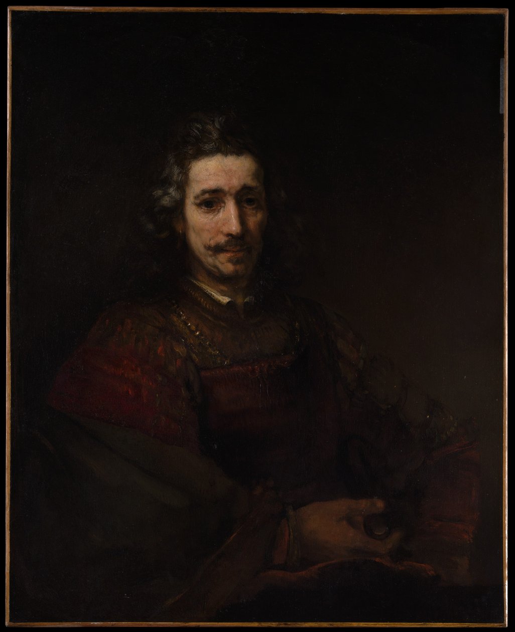 Mann med forstørrelsesglass av Rembrandt van Rijn