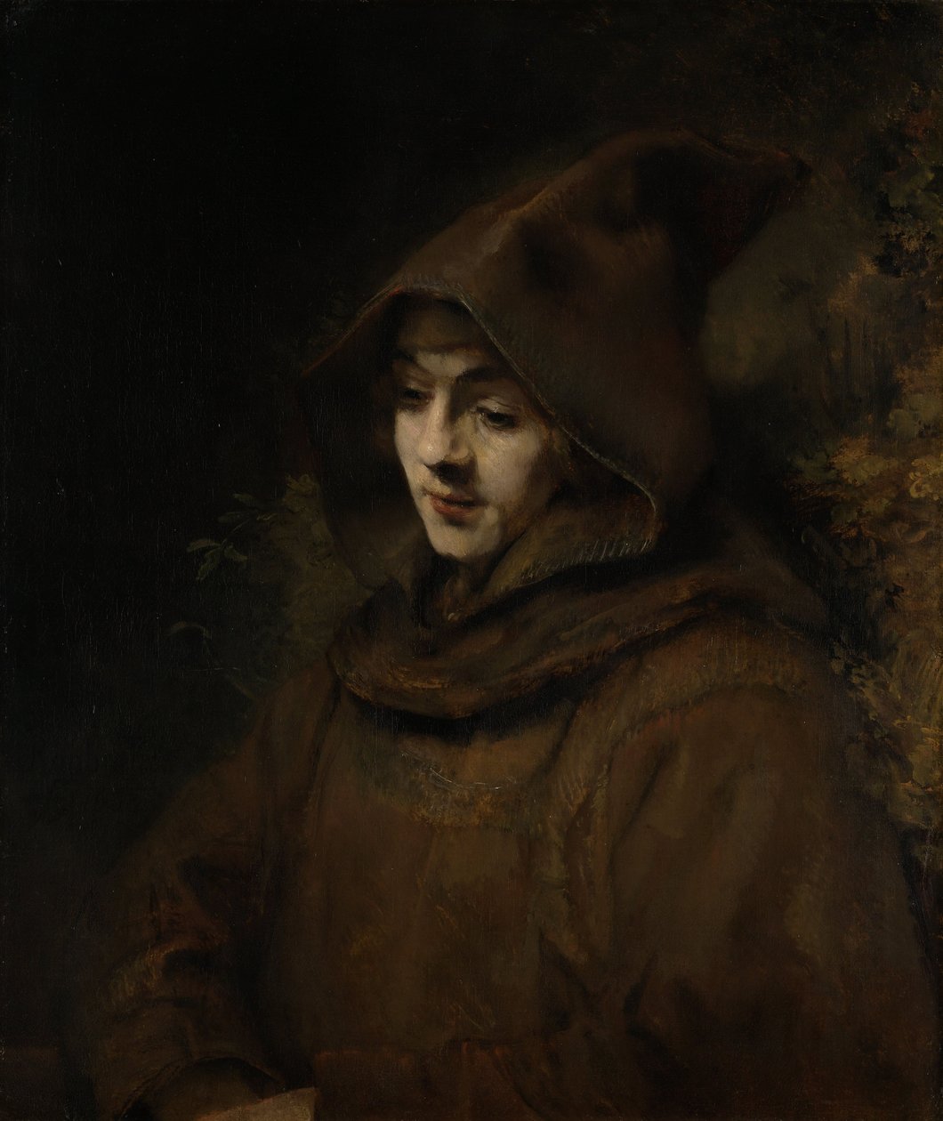 Rembrandts sønn Titus i en munkes vane av Rembrandt van Rijn