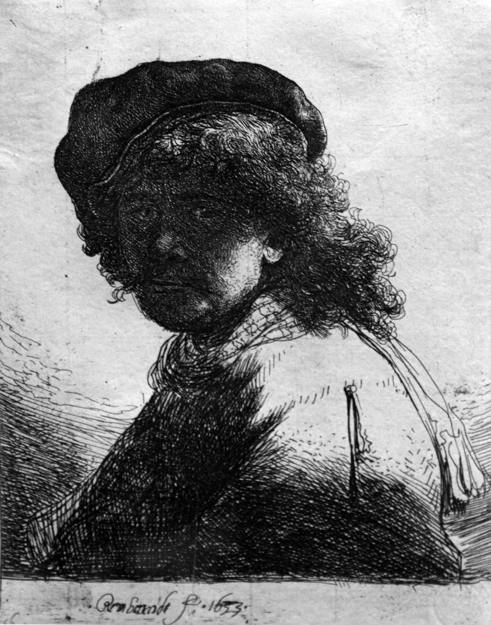 Selvportrett med skjerf av Rembrandt van Rijn
