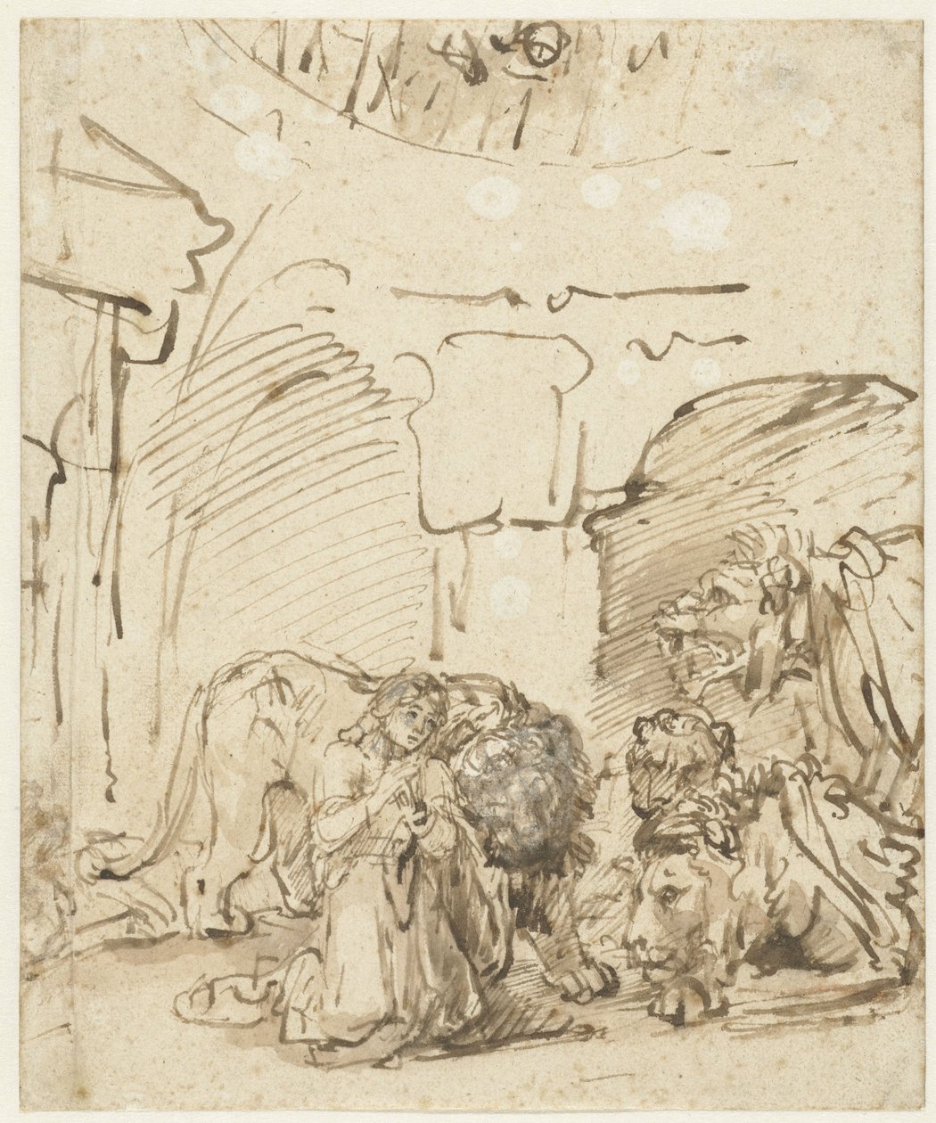 Daniel in the Lions’ Den, c.1650 av Rembrandt van Rijn