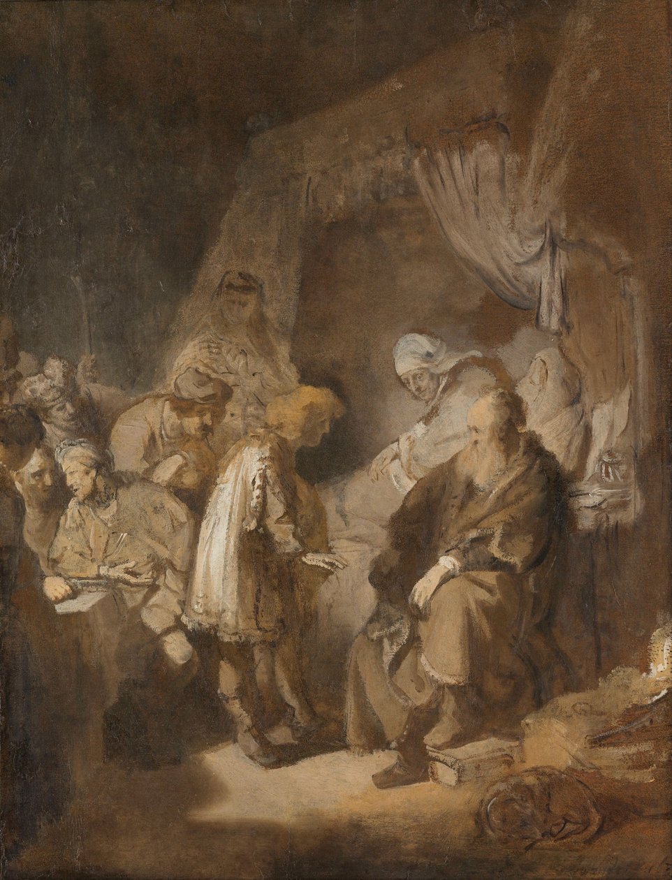 Joseph forteller sine drømmer til sine foreldre og brødre, 1633 av Rembrandt van Rijn