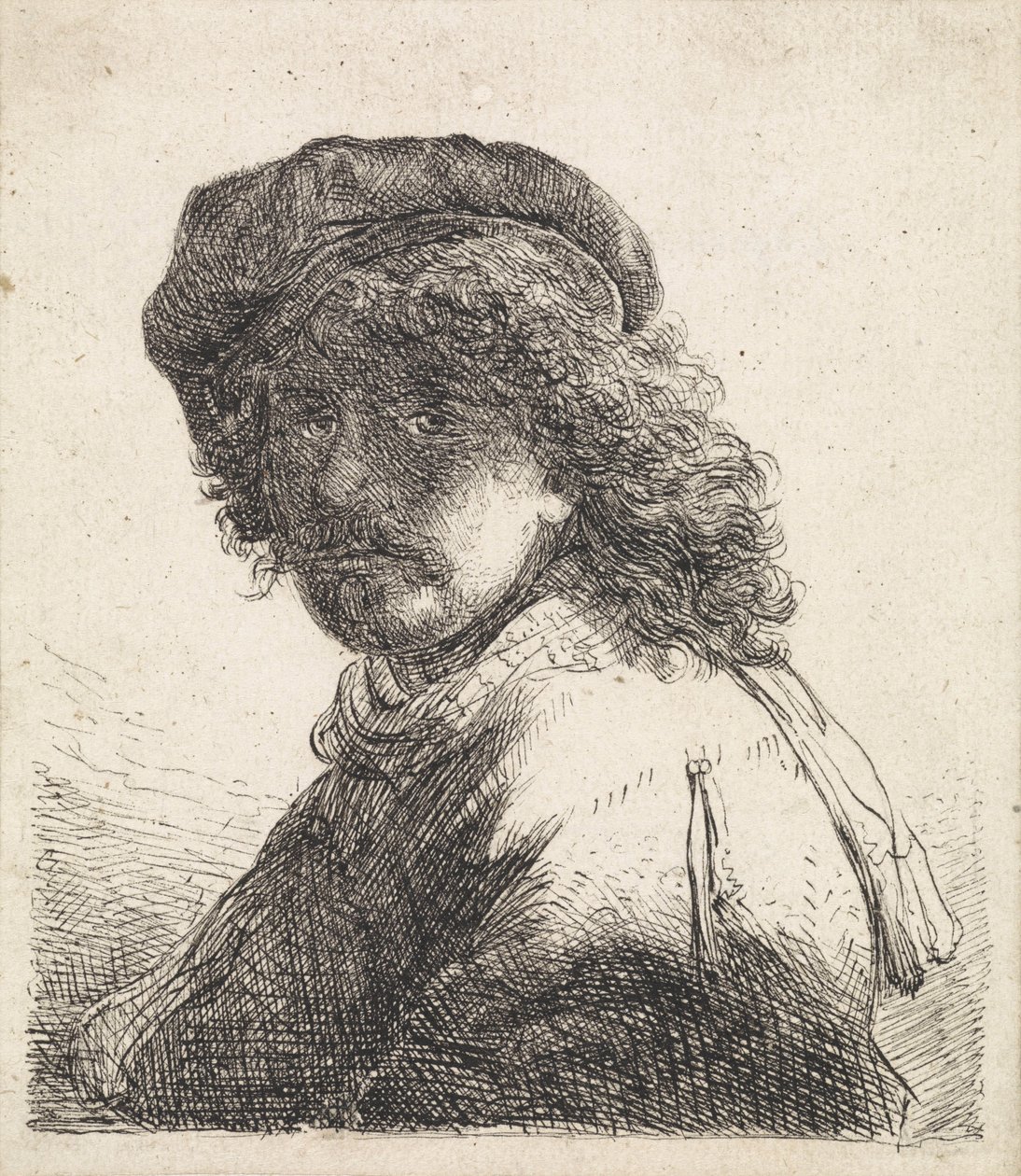Rembrandt van Rijn i beret og skjerf av Rembrandt van Rijn