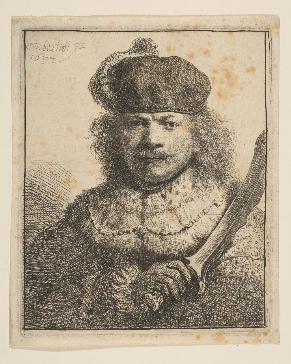 Rembrandt med hevet sabel, 1634 av Rembrandt van Rijn