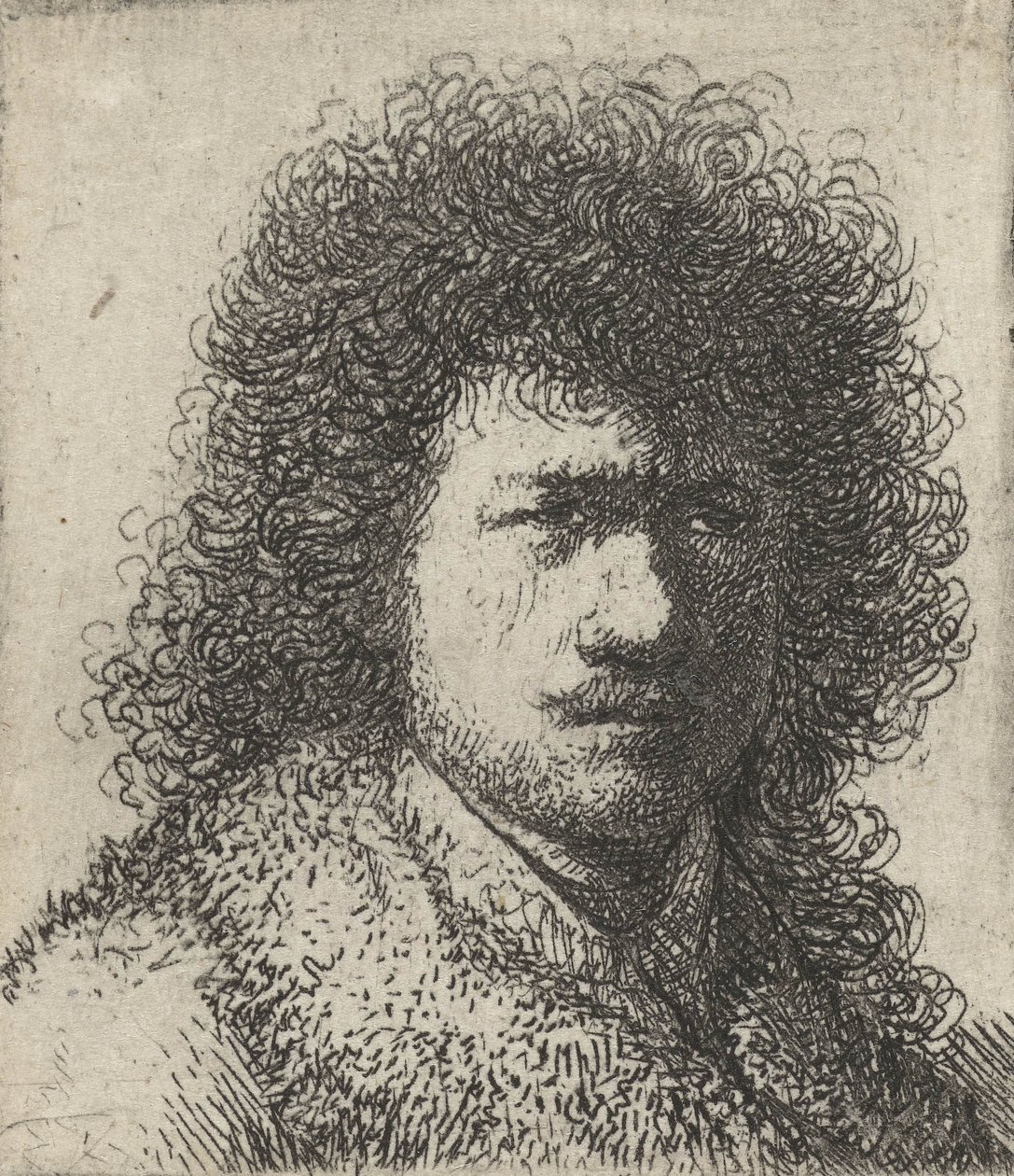 Selvportrett med uryddig hår, 1628-31 av Rembrandt van Rijn