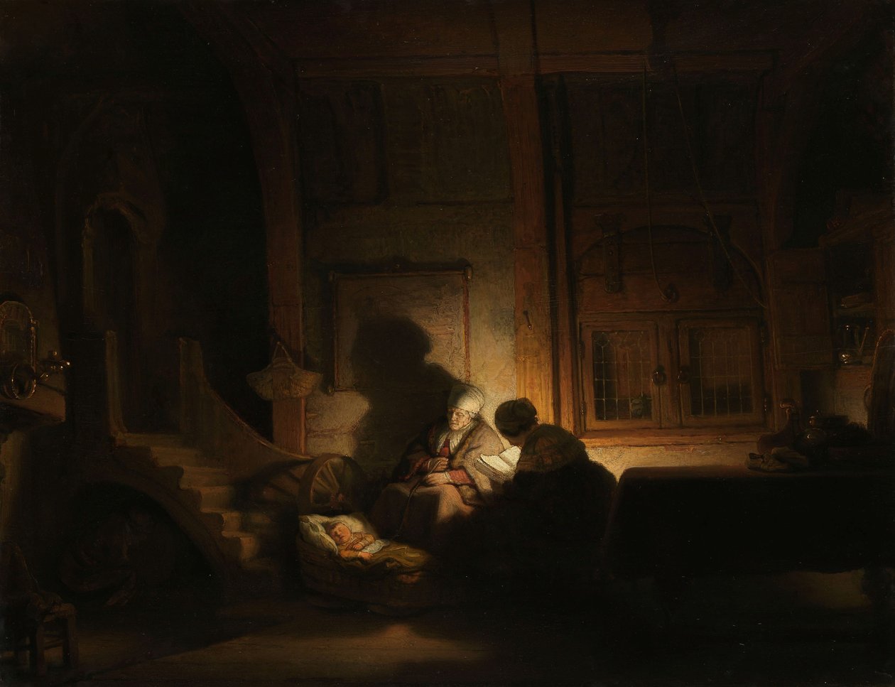 Den hellige familie om natten, ca. 1642-48 av Rembrandt van Rijn