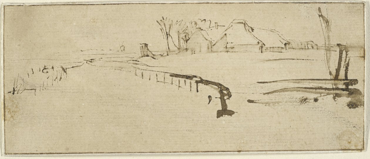 Landskap med en gård, ca. 1648-50 (vinterlandskap) av Rembrandt van Rijn