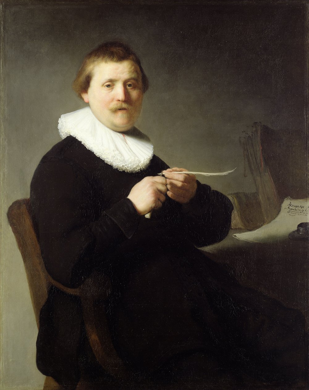 Mann som skjerper en fjære, 1632 av Rembrandt van Rijn