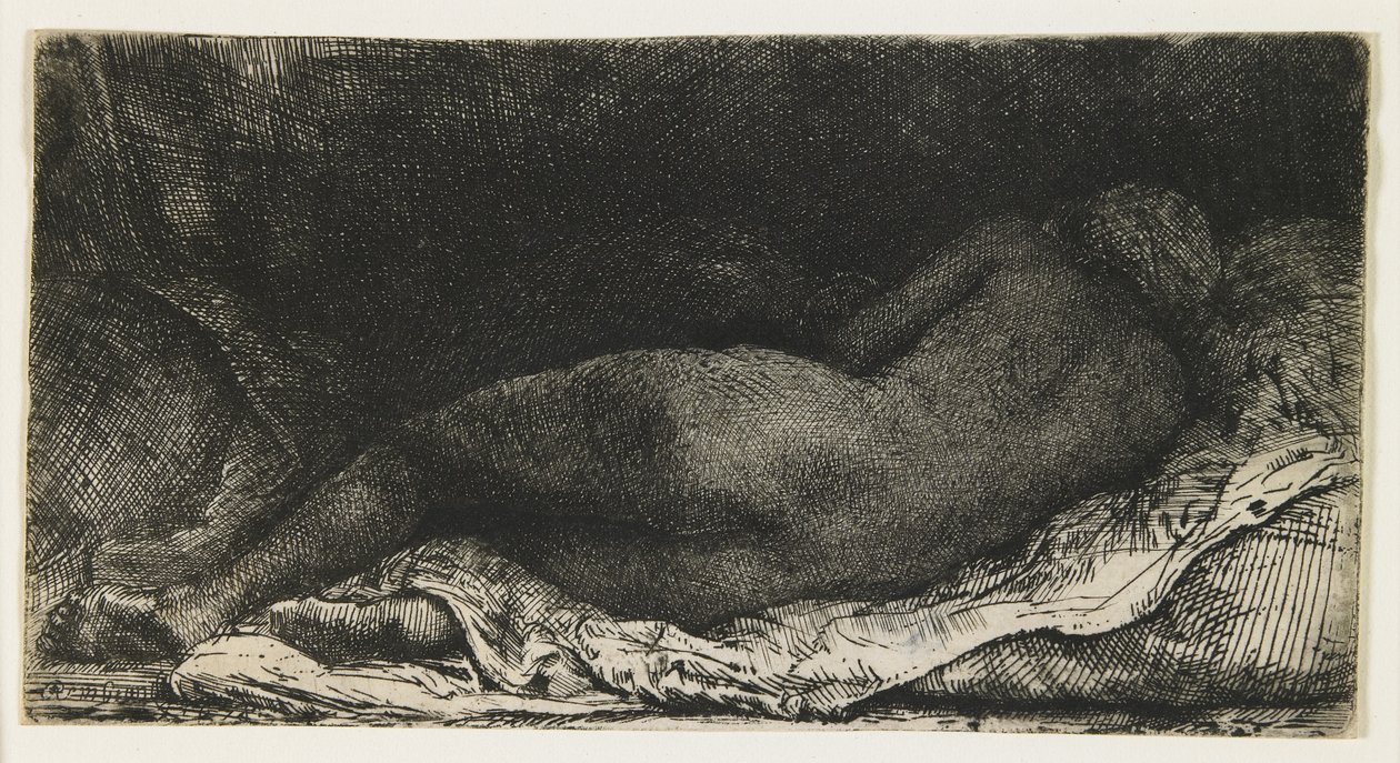 Negress Liggende ned, 1658 av Rembrandt van Rijn
