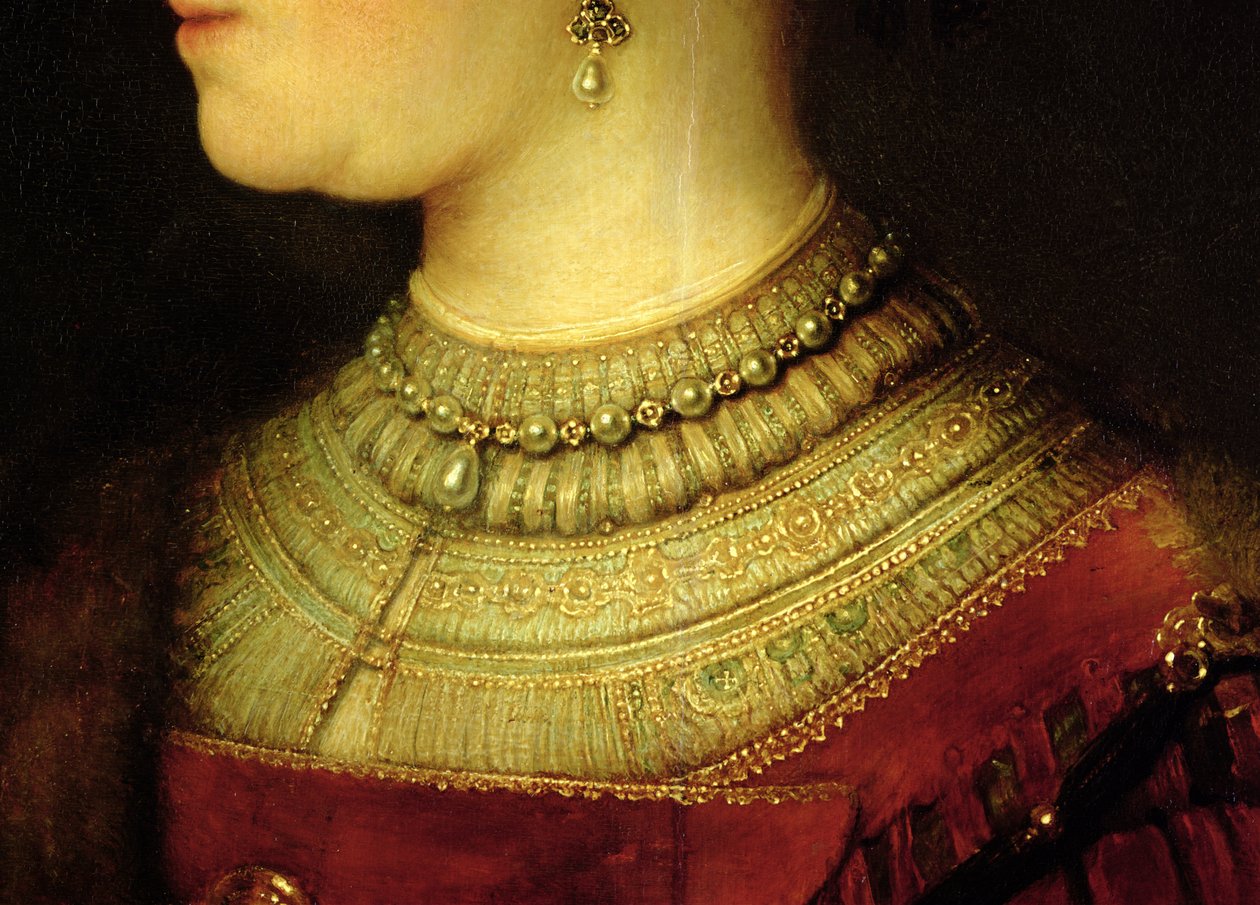 Portrett av Saskia van Uylenburgh (1612-42) i Rich Costume (detalj) (se 244316) av Rembrandt van Rijn