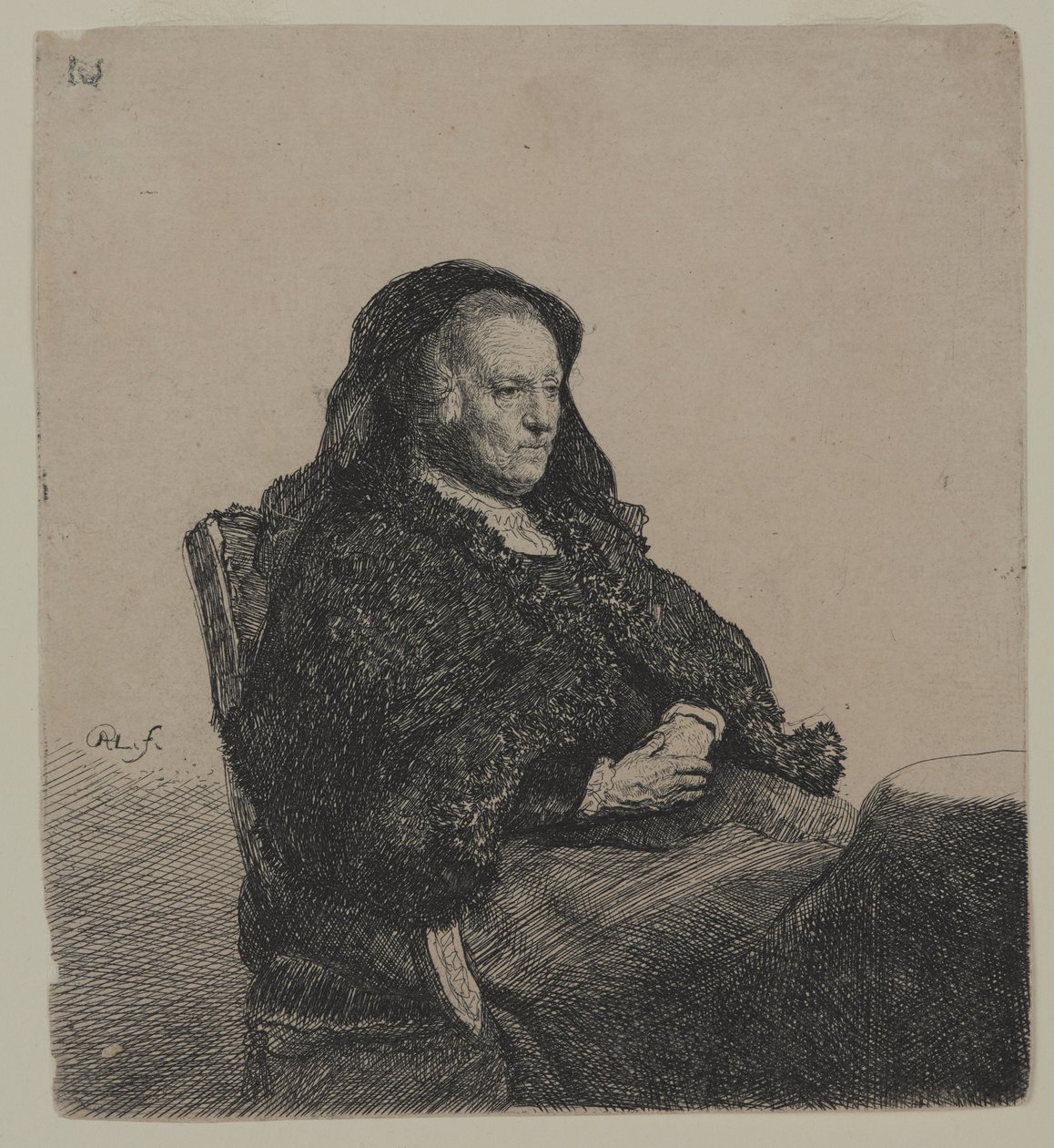 Rembrandts mor, ca. 1631 (radering på lagt papir) av Rembrandt van Rijn