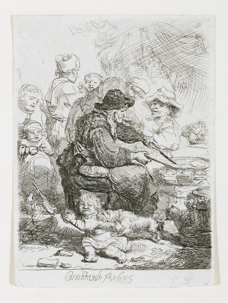 Pannekakekvinnen, 1635 av Rembrandt van Rijn