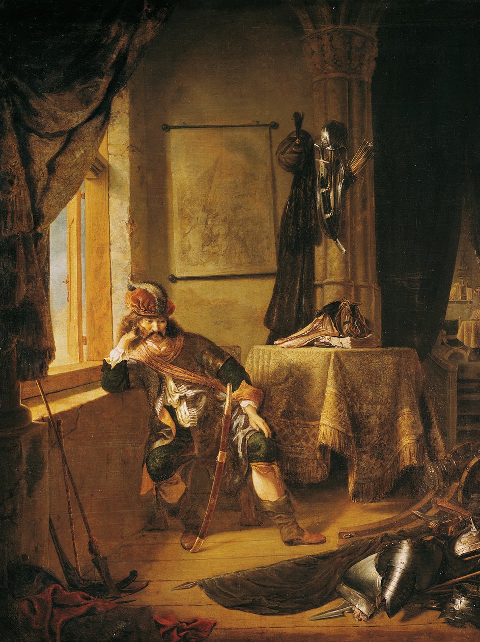 En kriger i tanken av Rembrandt van Rijn
