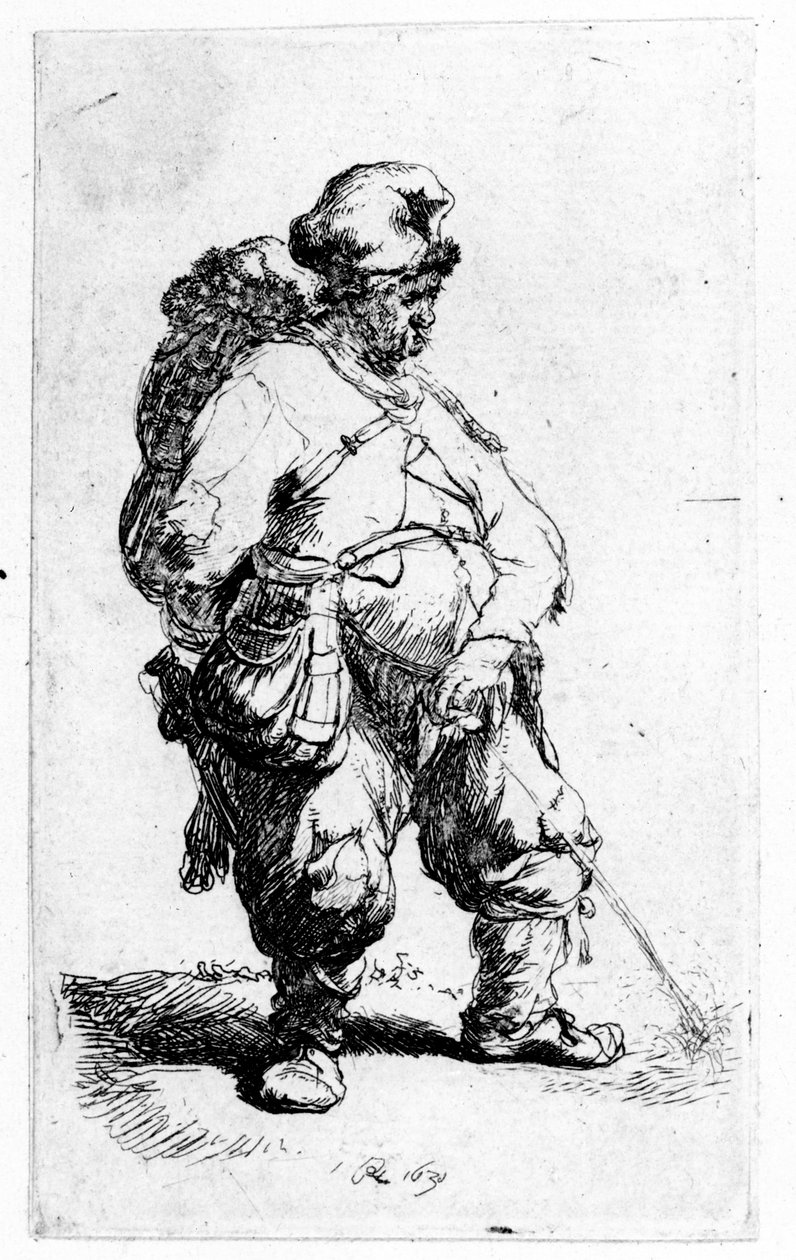 En mann som urinerer, 1631 (ekking) av Rembrandt van Rijn