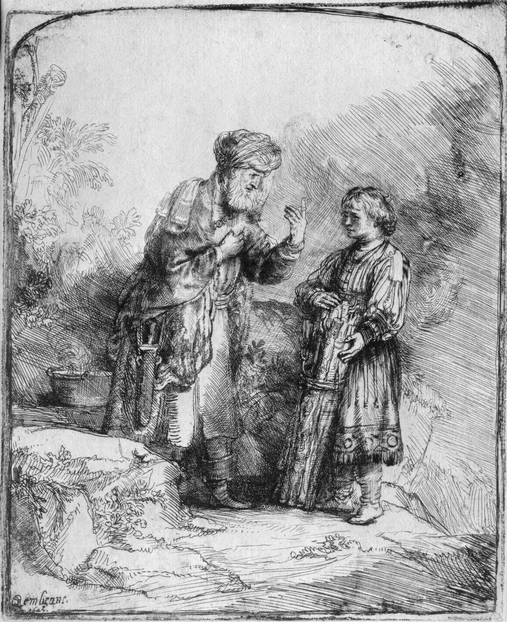 Abraham og Isak, 1645 av Rembrandt van Rijn