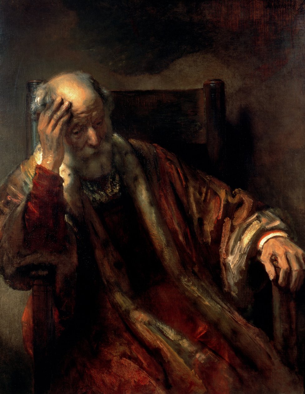 En gammel mann i en lenestol av Rembrandt van Rijn