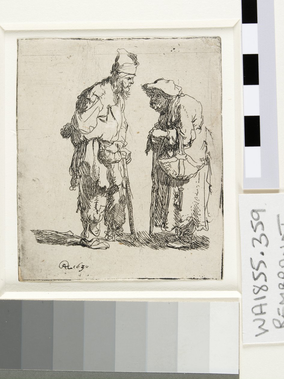 Tiggermann og tiggerkvinne i samtale, 1630 av Rembrandt van Rijn