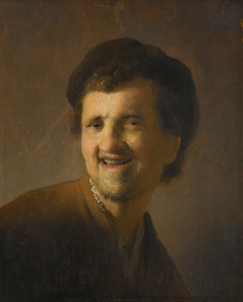 Byste av en smilende ung mann av Rembrandt van Rijn