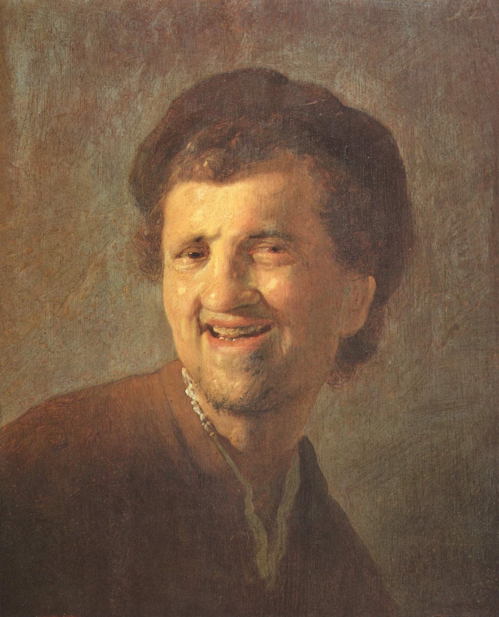 Byste av en lattermild ung mann av Rembrandt van Rijn