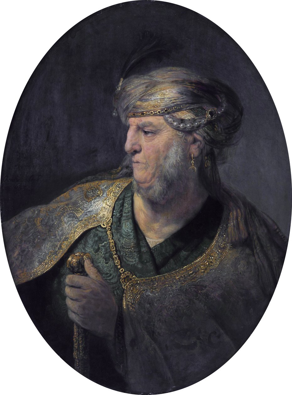 Byste av en mann i orientalsk kjole av Rembrandt van Rijn