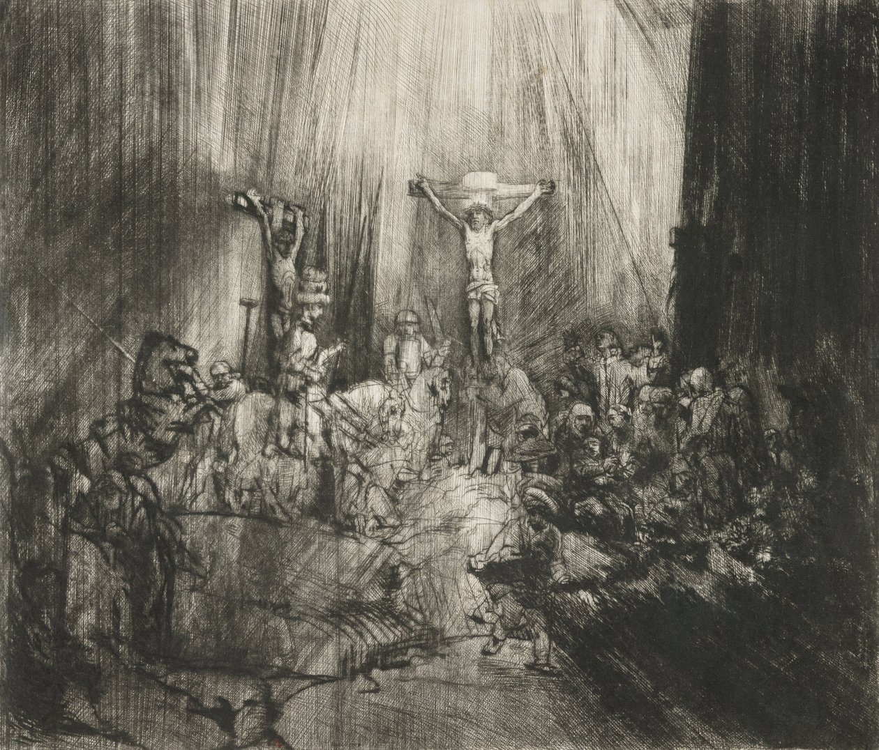Kristus korsfestet mellom to tyver (De tre korsene) av Rembrandt van Rijn