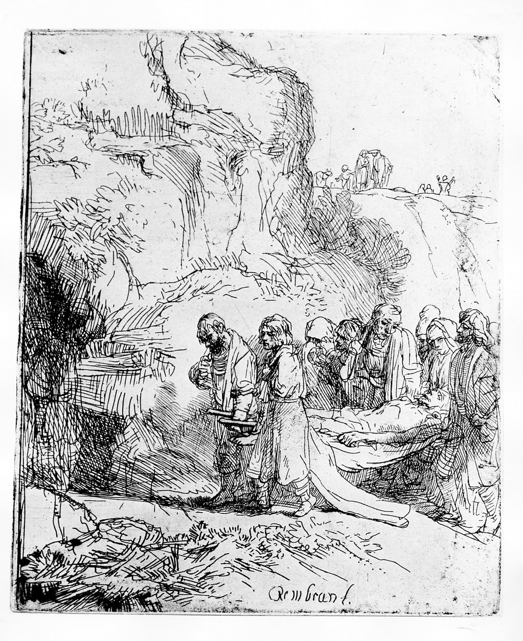 Kristus bar til graven, ca. 1645 av Rembrandt van Rijn