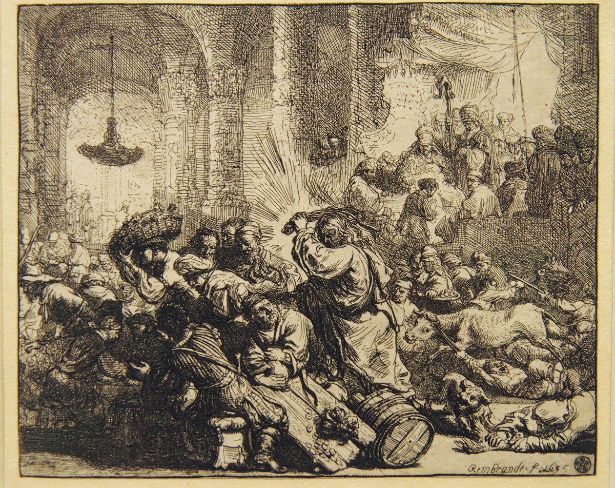 Kristus driver pengevekslerne ut av templet av Rembrandt van Rijn