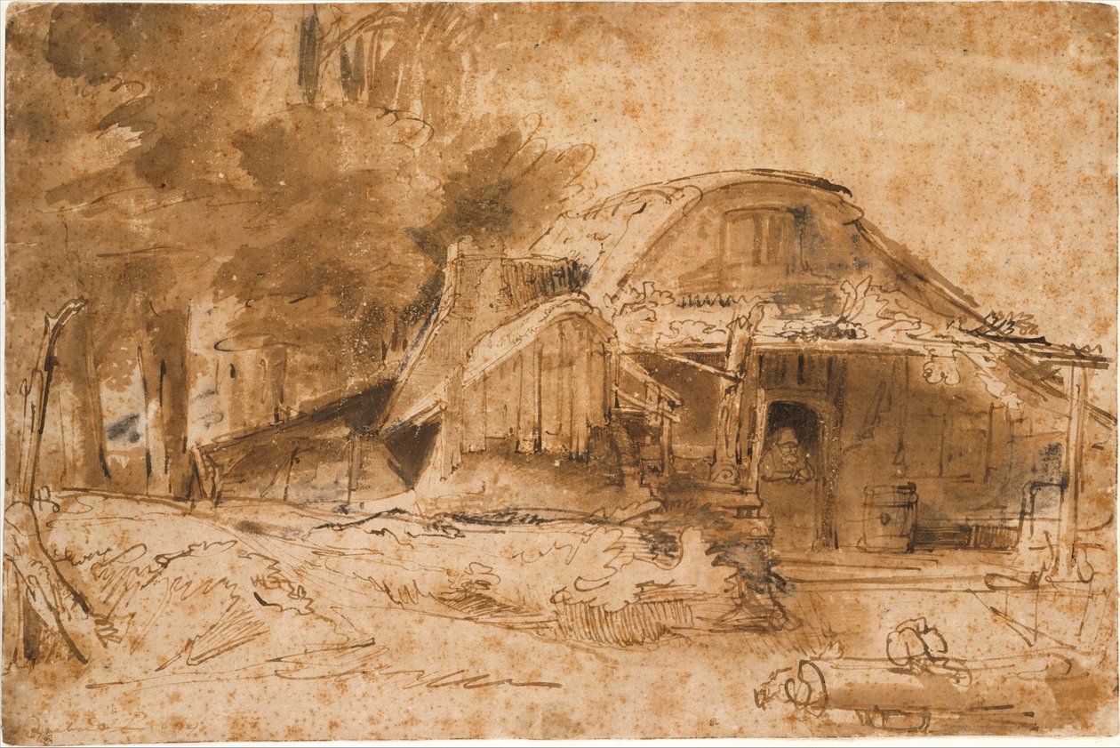 Hytte nær kanten av et tre av Rembrandt van Rijn