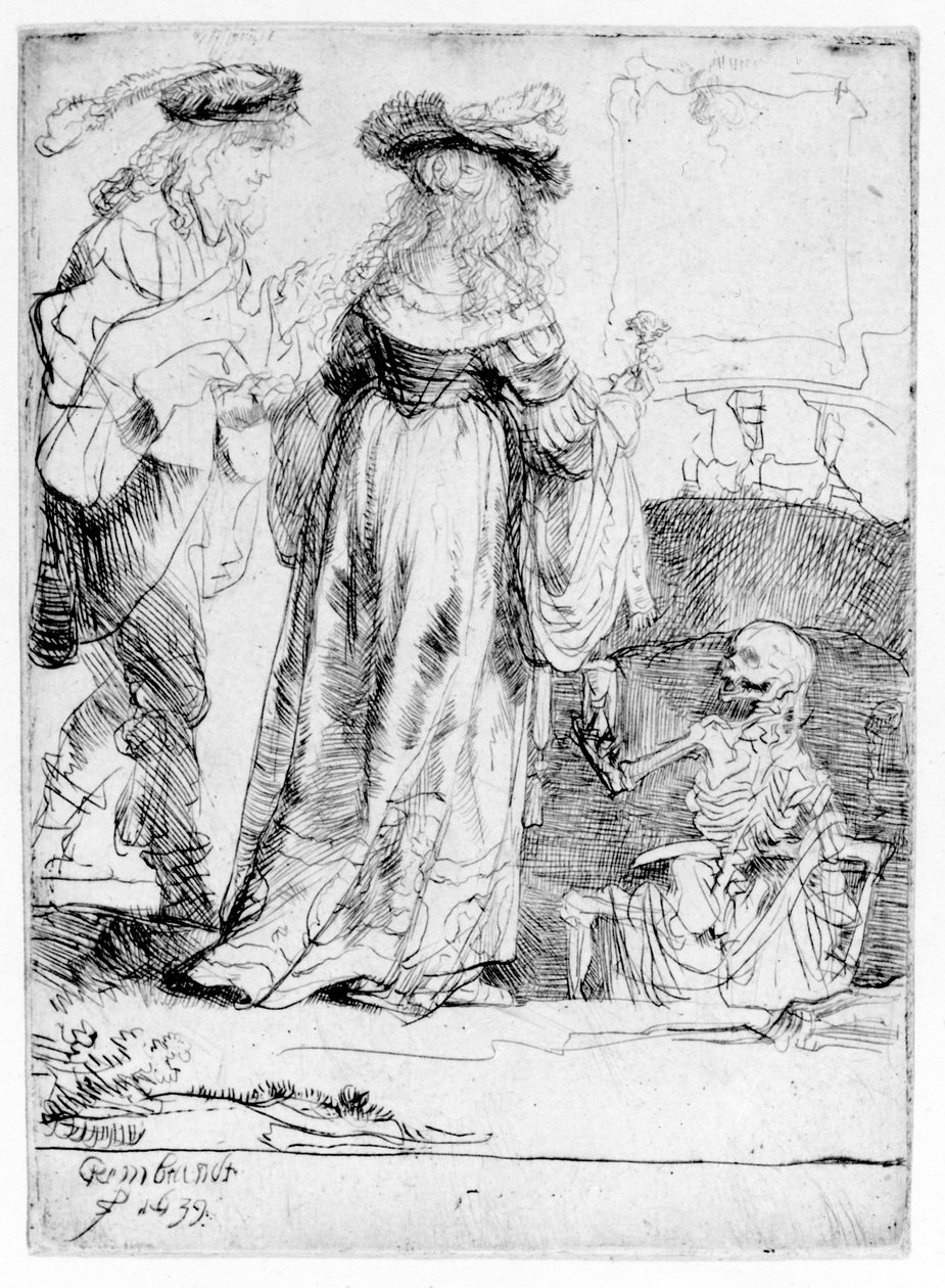Døden dukker opp for et ektepar fra en åpen grav, 1639 av Rembrandt van Rijn