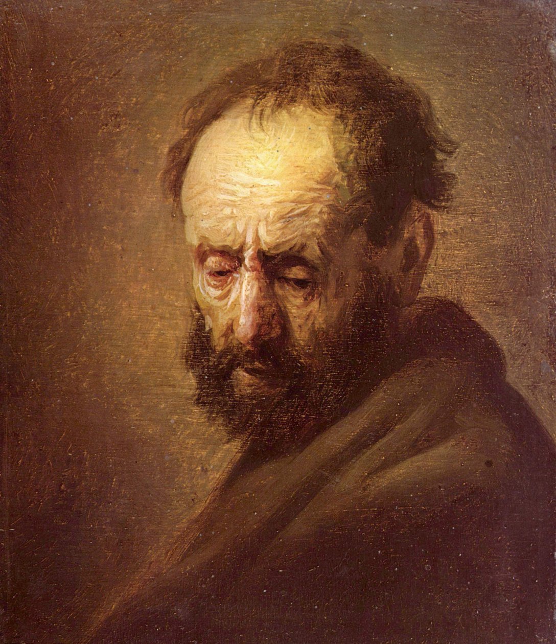 Hodet til en skjeggete mann av Rembrandt van Rijn