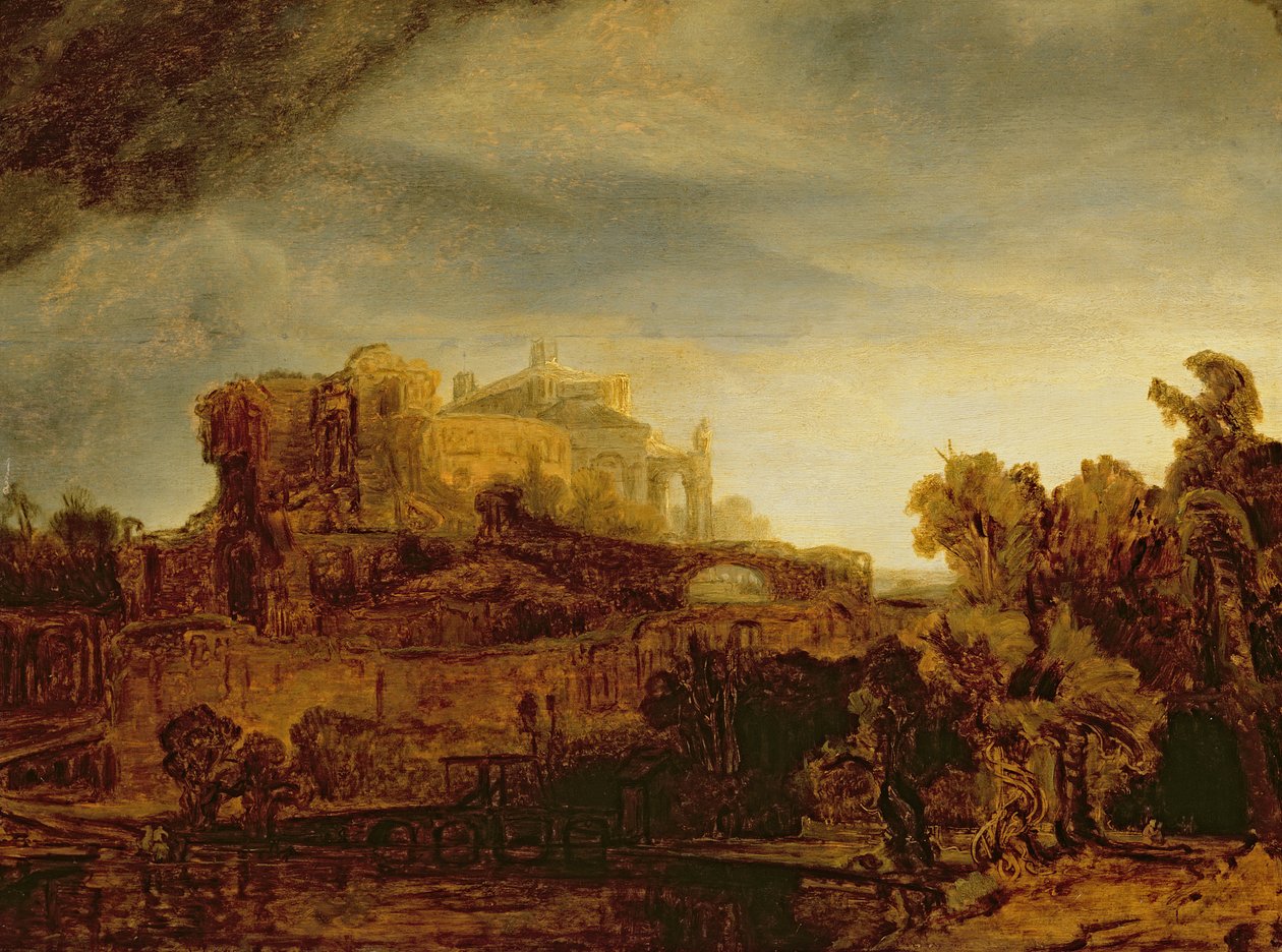 Landskap med et slott av Rembrandt van Rijn