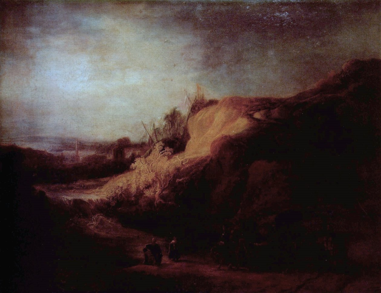 Landskap med dåpen til eunuk av Rembrandt van Rijn
