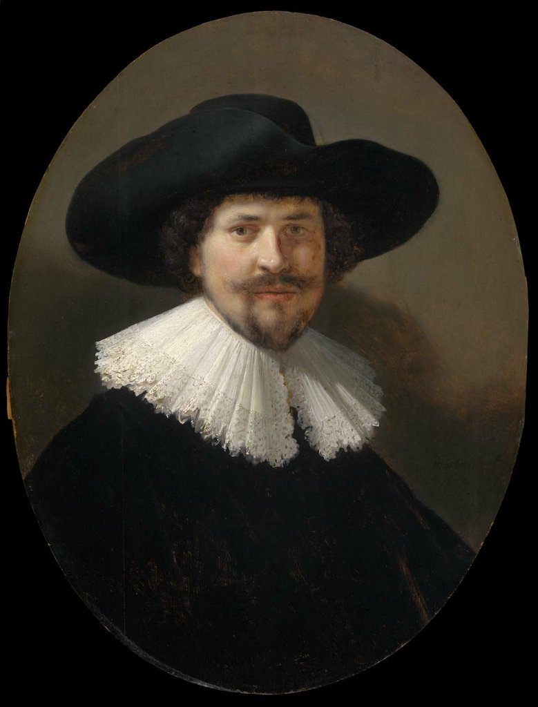 Portrett av en mann i en bredbrettet hatt av Rembrandt van Rijn