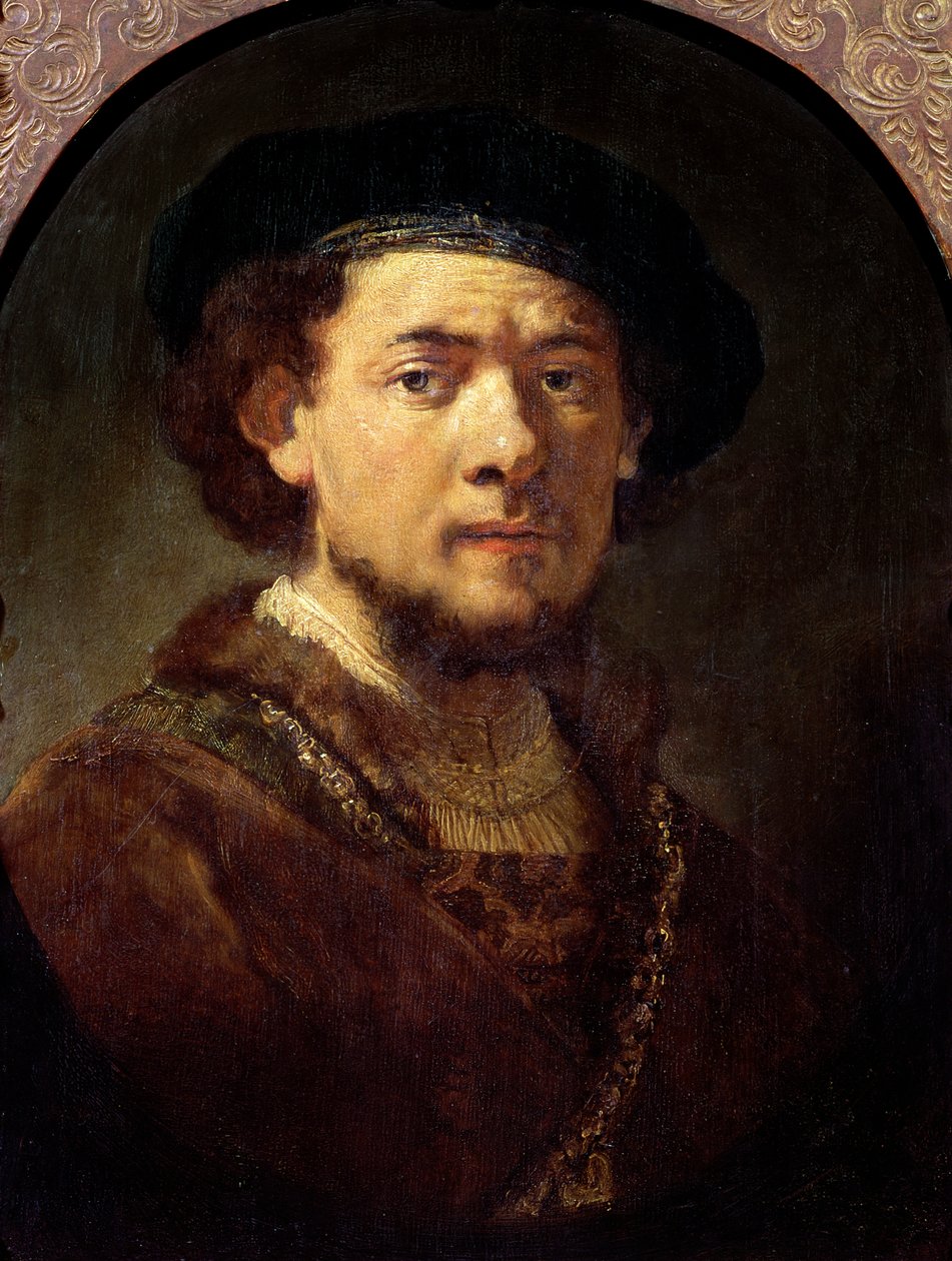 Portrett av en mann med en gullkjede eller, selvportrett med skjegg, 1634-36 av Rembrandt van Rijn