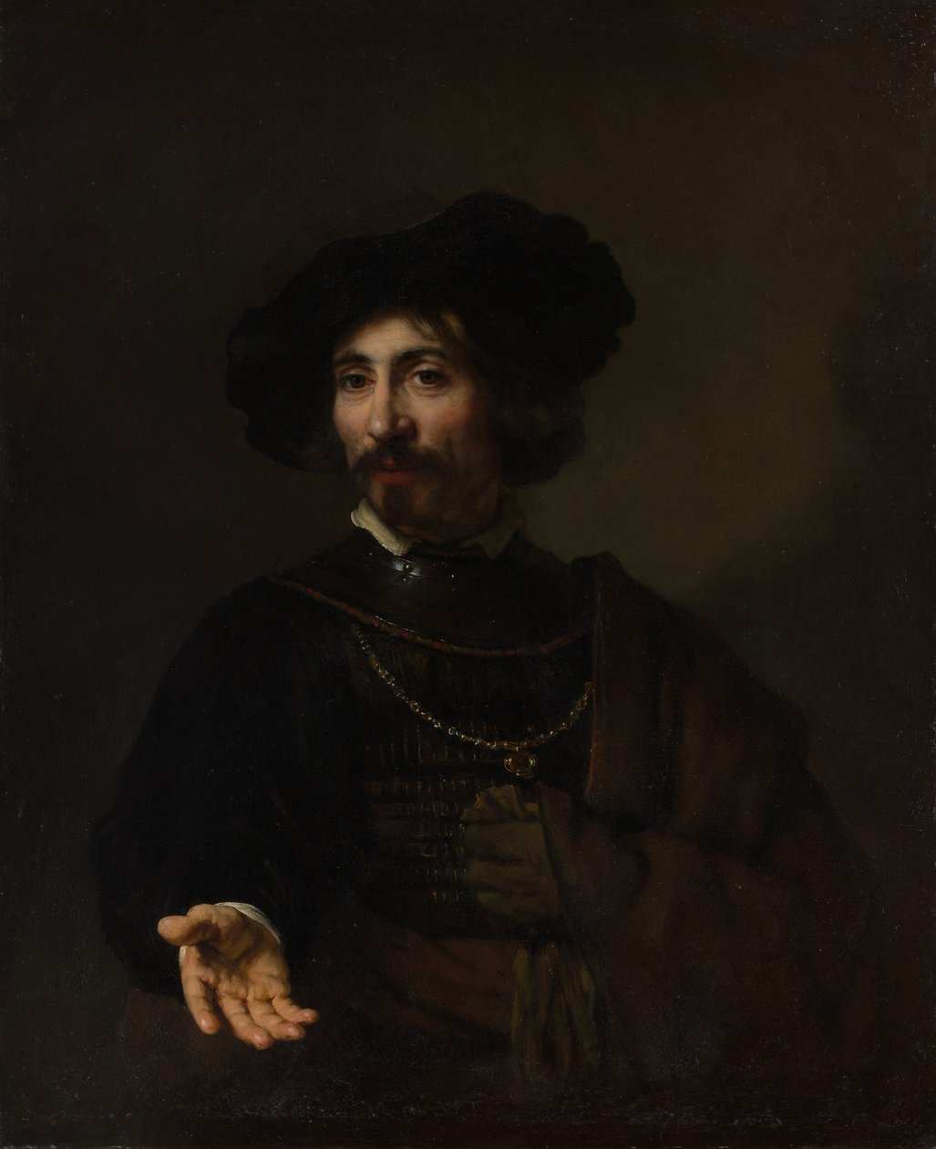 Portrett av en mann med en stålgorget av Rembrandt van Rijn