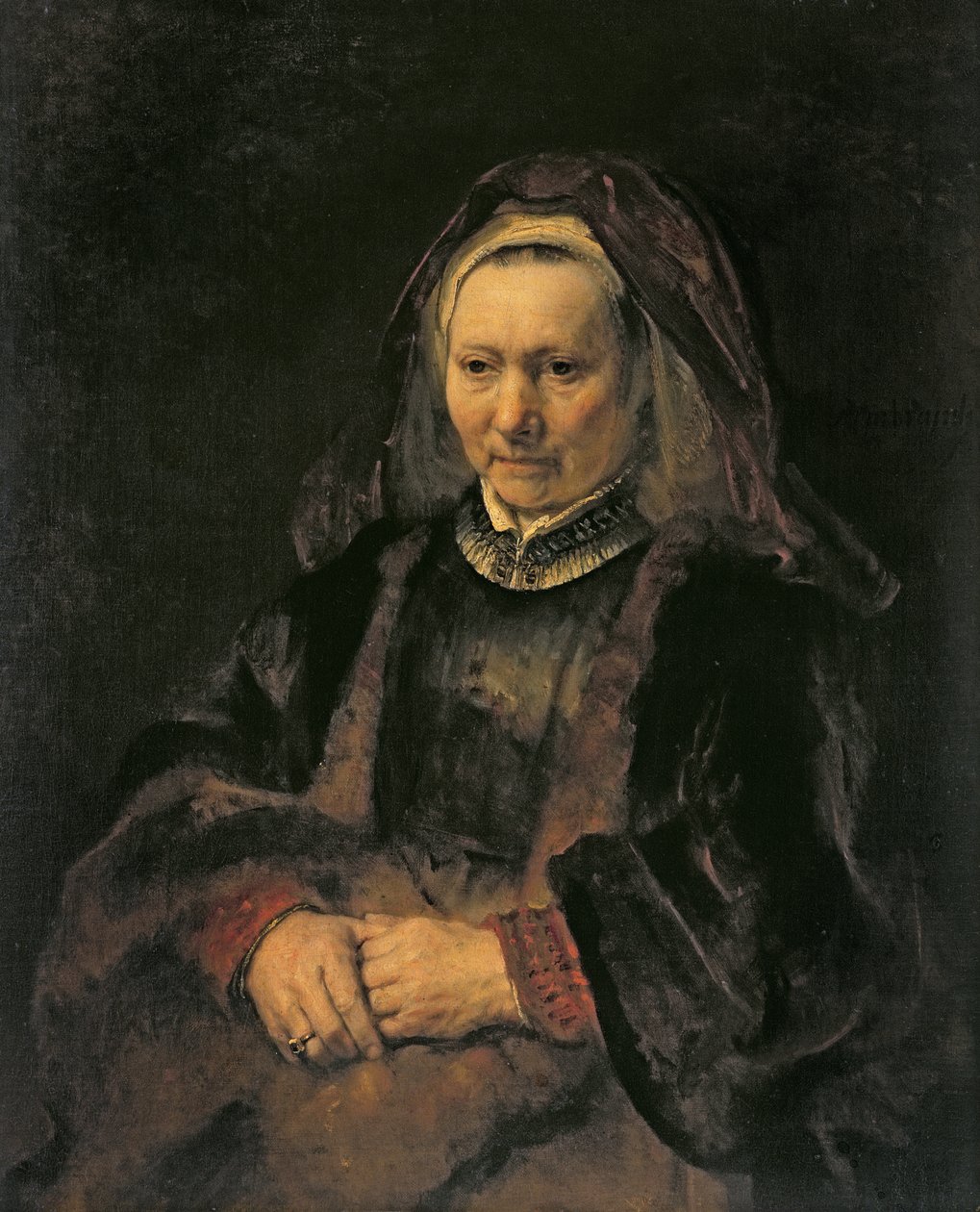 Portrett av en eldre kvinne, ca. 1650 av Rembrandt van Rijn
