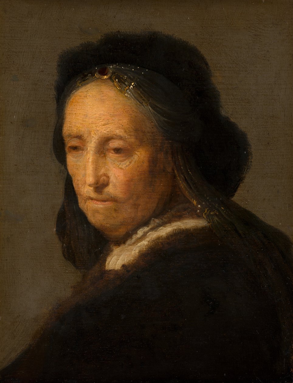 Portrett av en gammel kvinne, ca. 1600-1700 av Rembrandt van Rijn