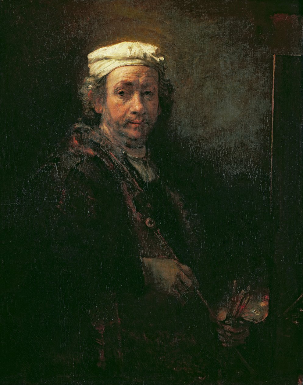 Portrett av kunstneren ved staffeli, 1660 av Rembrandt van Rijn
