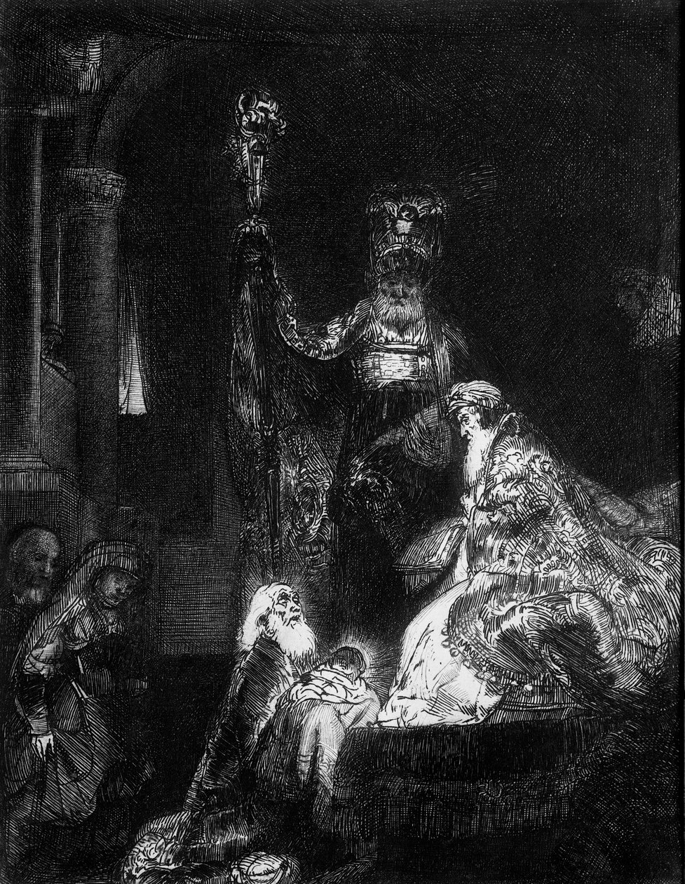 Presentasjon i tempelet, 1654 (mezzotint) av Rembrandt van Rijn