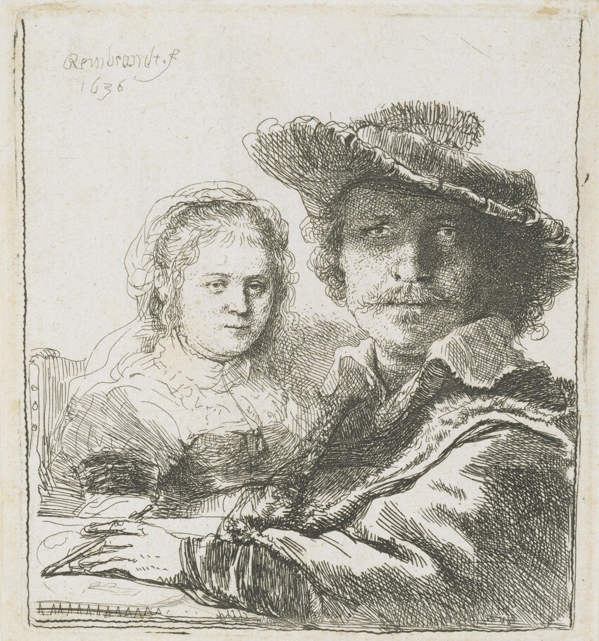 Rembrandt og kona Saskia av Rembrandt van Rijn