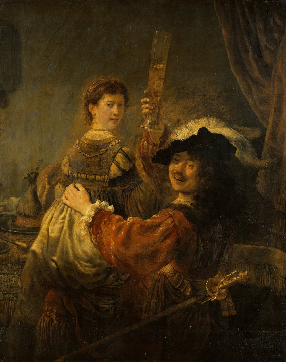 Rembrandt og Saskia i scenen til den fortapte sønnen av Rembrandt van Rijn