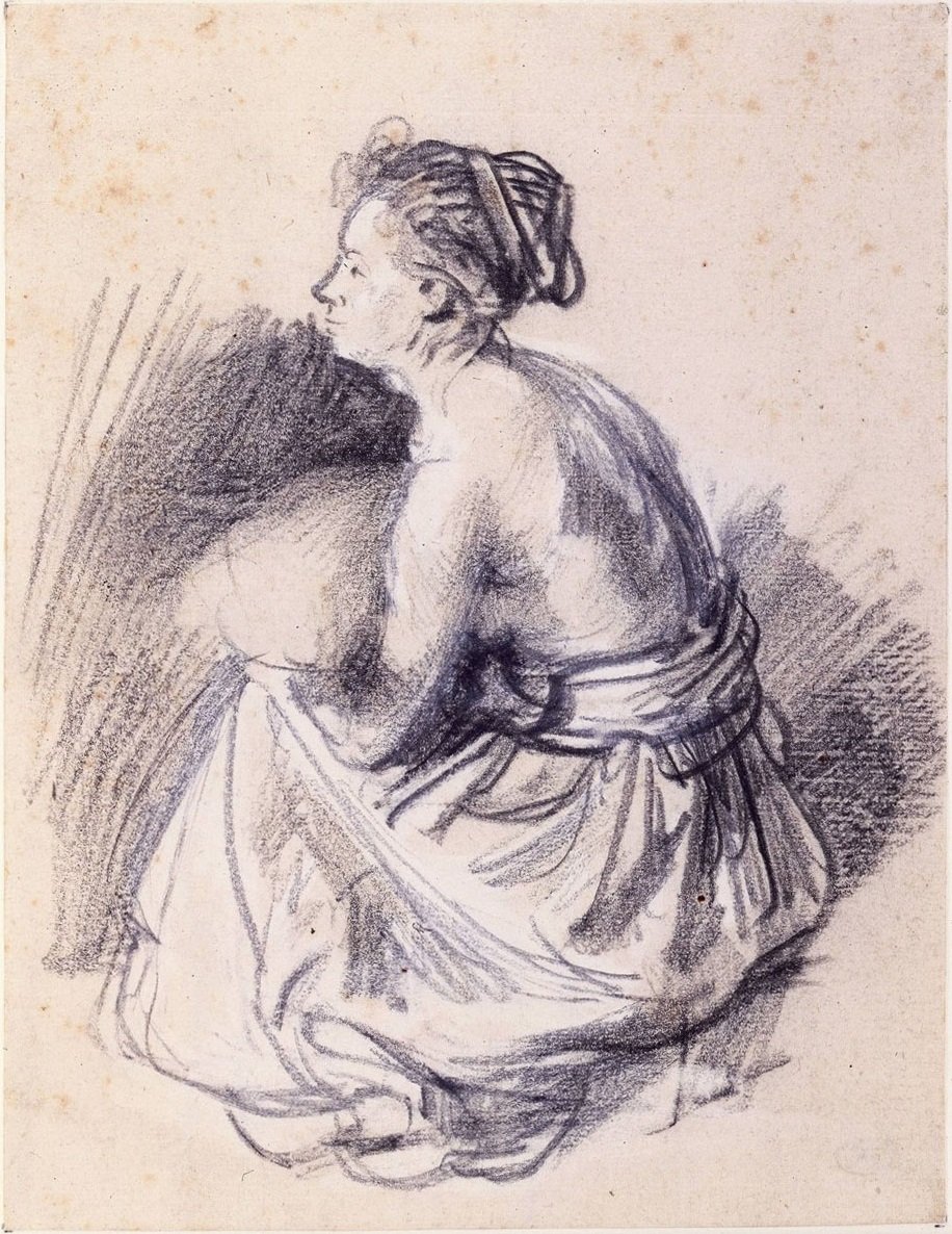 Sittende kvinne, naken i midjen av Rembrandt van Rijn